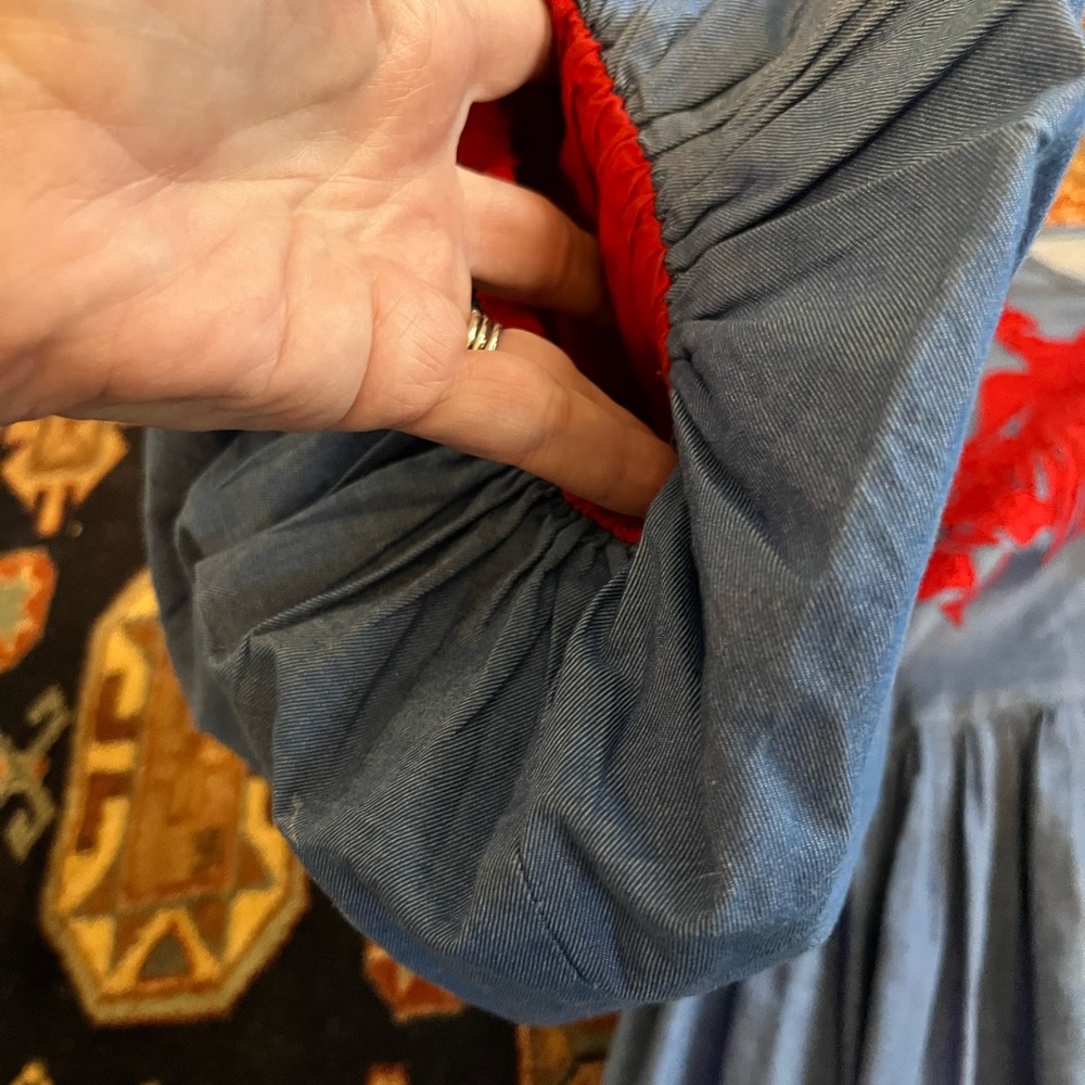 Anthropologie Hemant & Nandita flows appliqué empire puff sleeves top blouse S - Picture 10 of 11